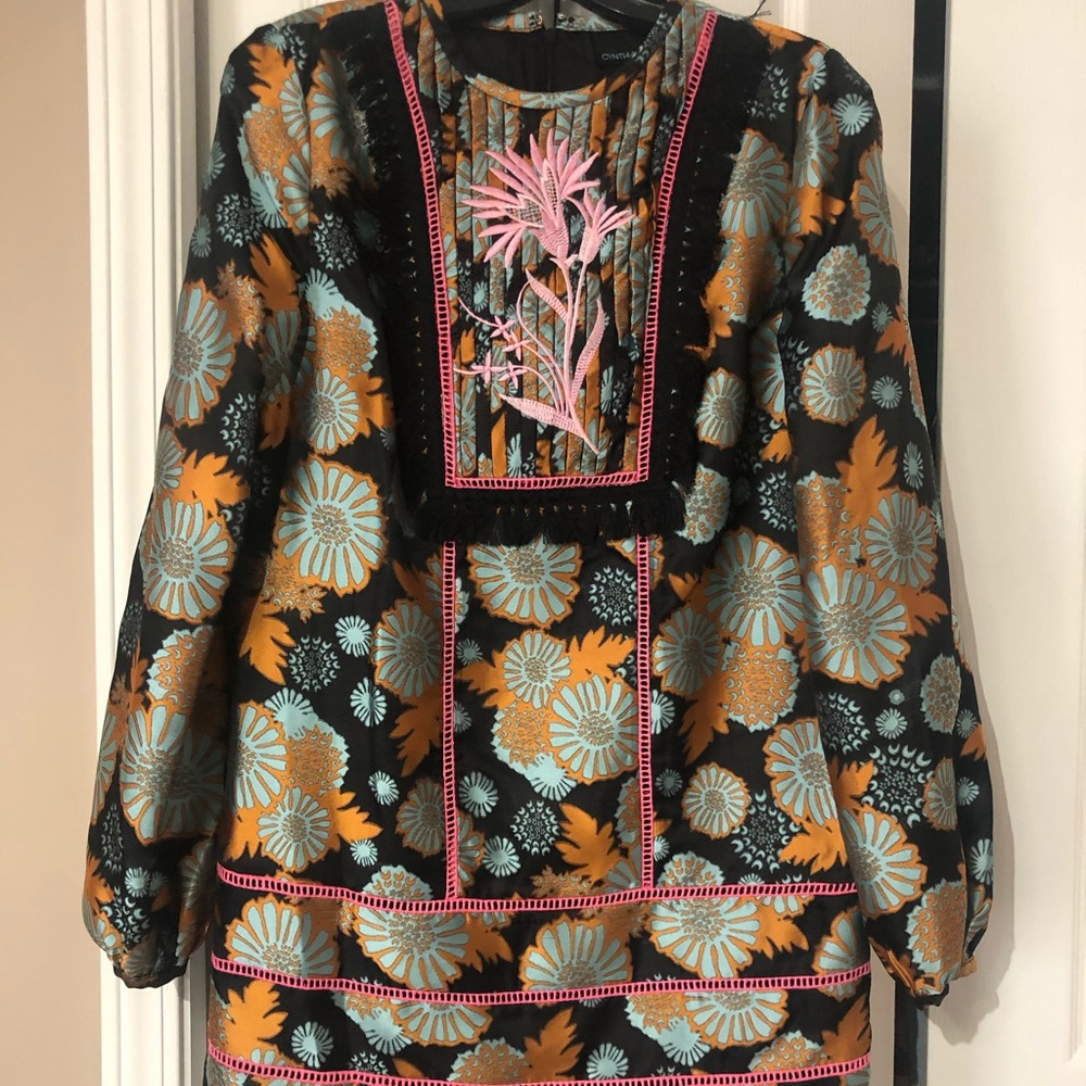 BNWOT Cynthia Rowley Jacquard Floral Mini Dress 6